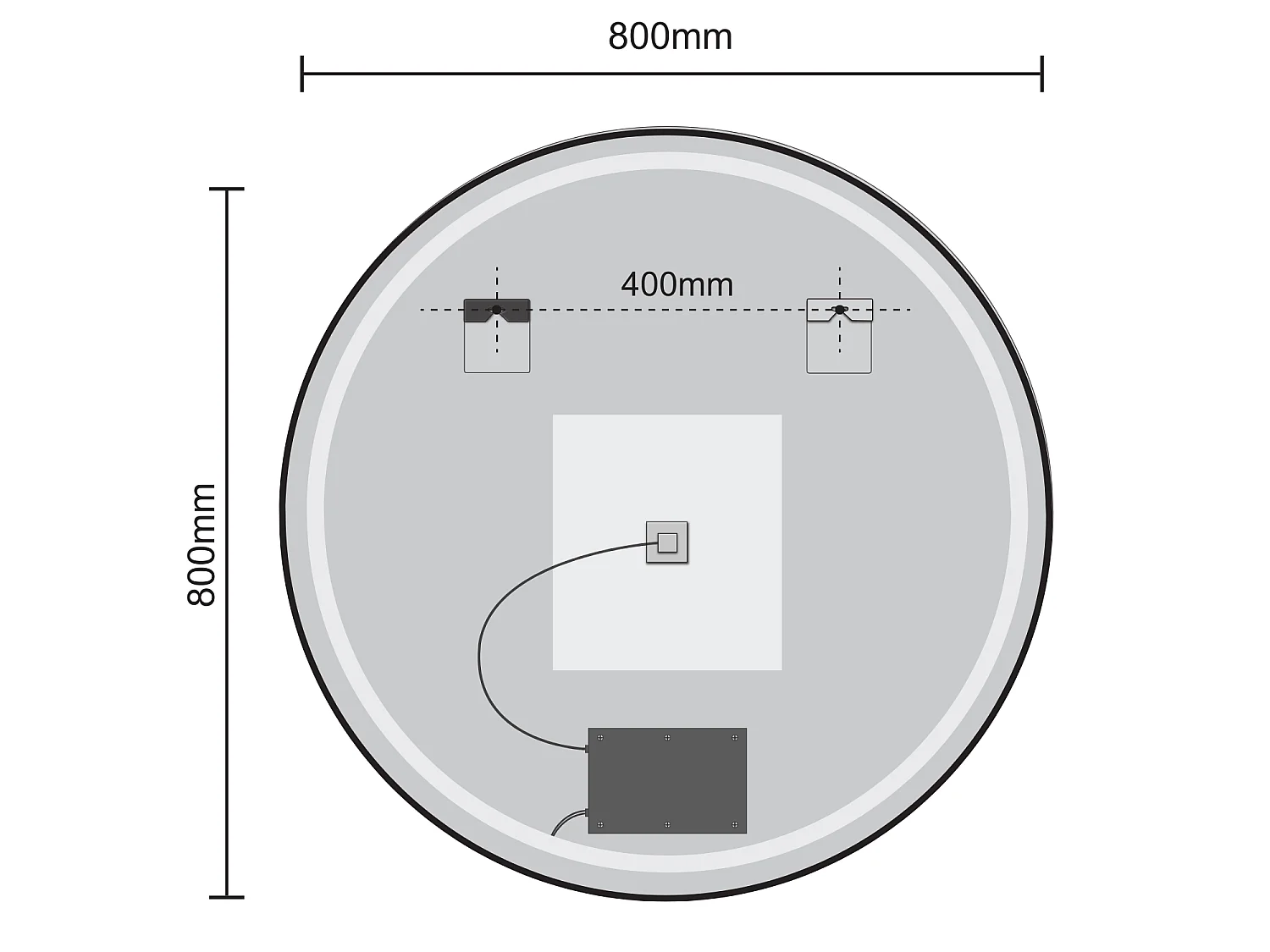 Miroir salle de bain LOMAZOO Torino avec LED 80 cm rond Noir