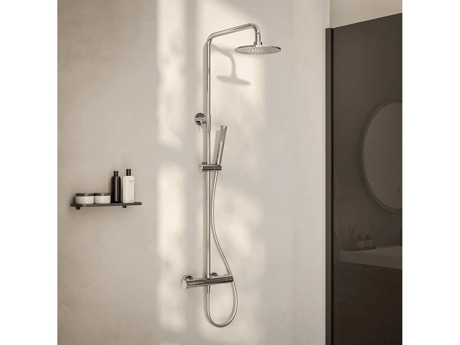 Colonne de douche avec mitigeur thermostatique LOMAZOO Vincenzo chromé