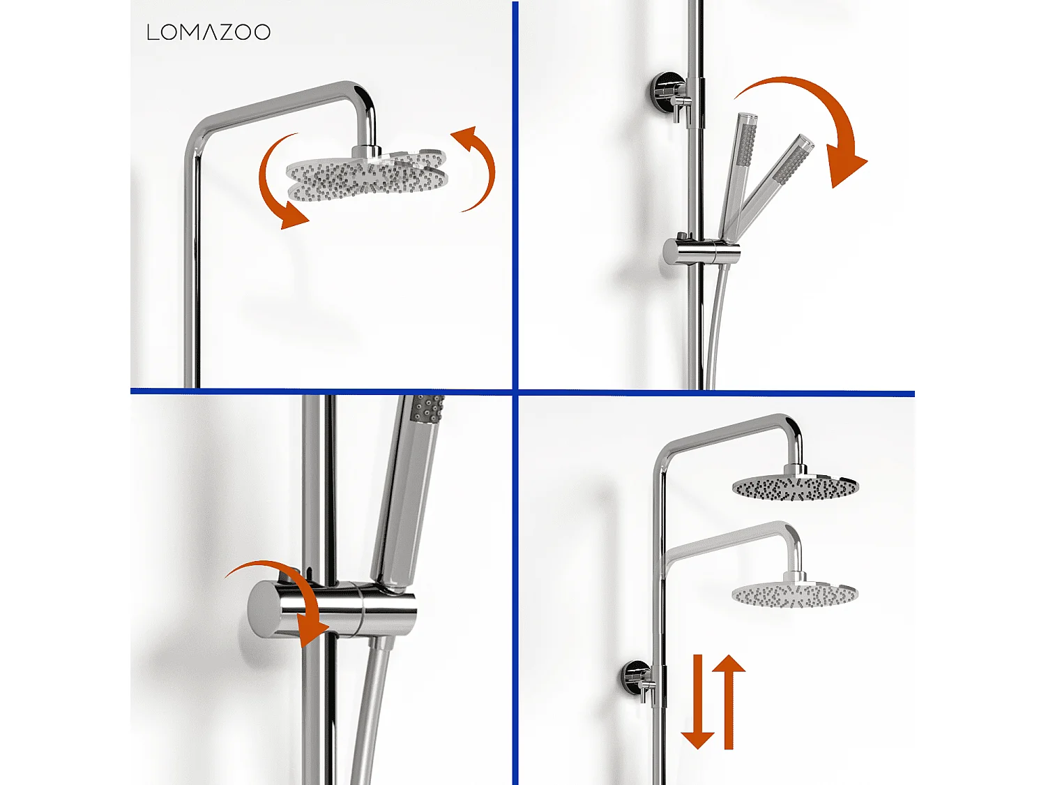Colonne de douche avec mitigeur thermostatique LOMAZOO Vincenzo chromé