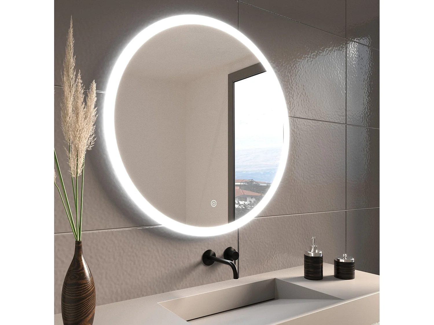 Miroir salle de bain LOMAZOO Boston avec LED 80 cm rond