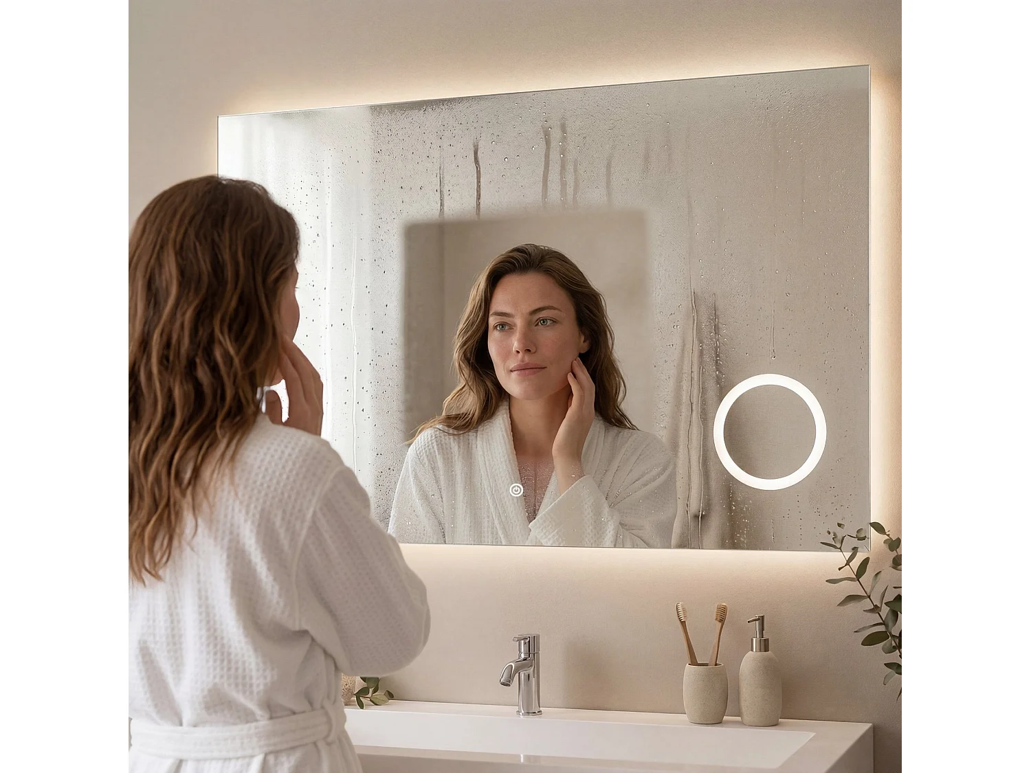 Miroir salle de bain LOMAZOO Marseille avec LED 100 x 60 cm