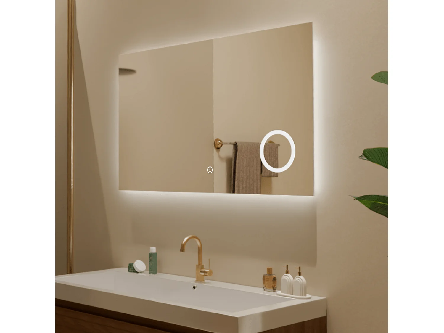 Miroir salle de bain LOMAZOO Marseille avec LED 100 x 60 cm