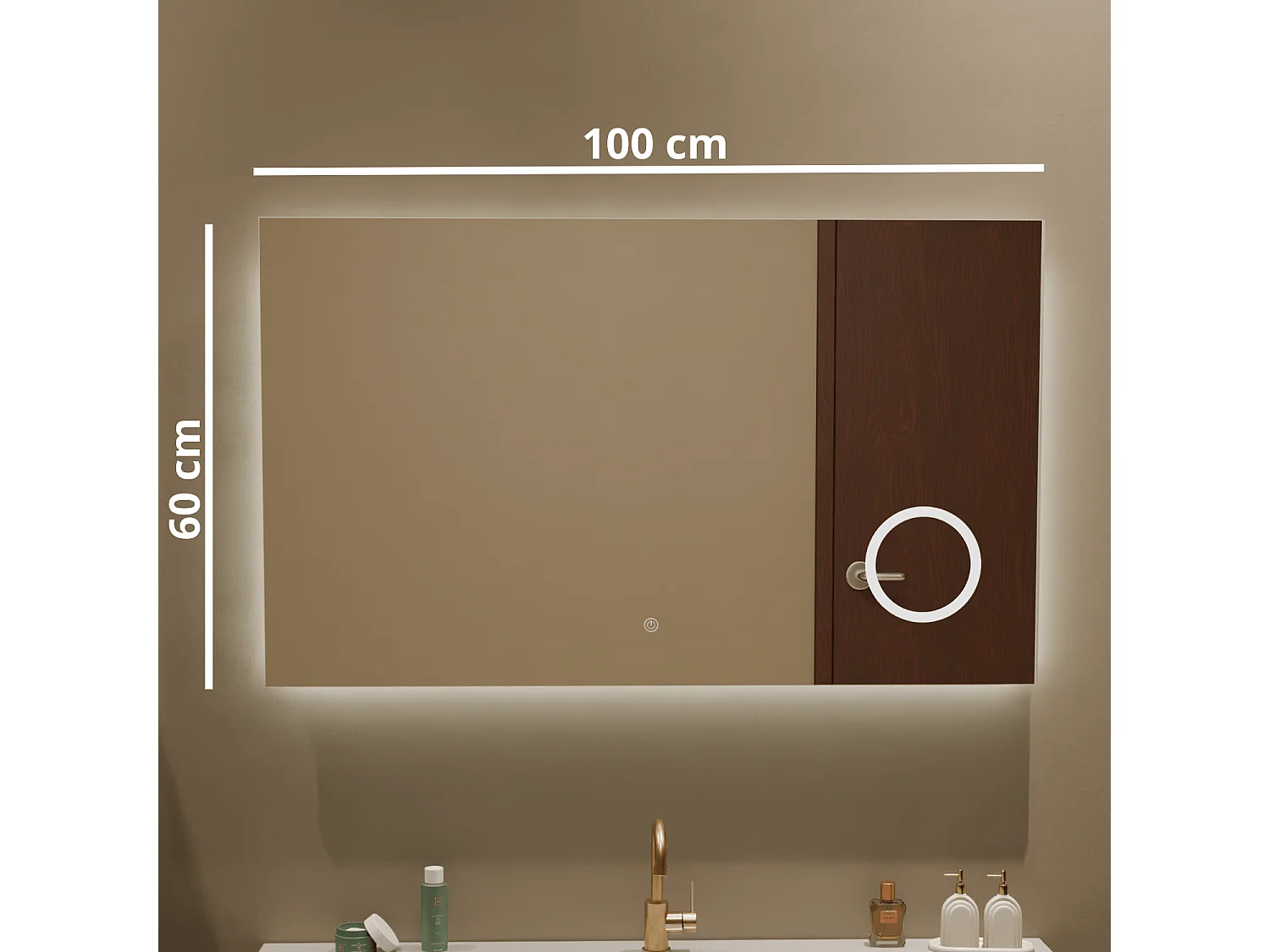 Miroir salle de bain LOMAZOO Marseille avec LED 100 x 60 cm