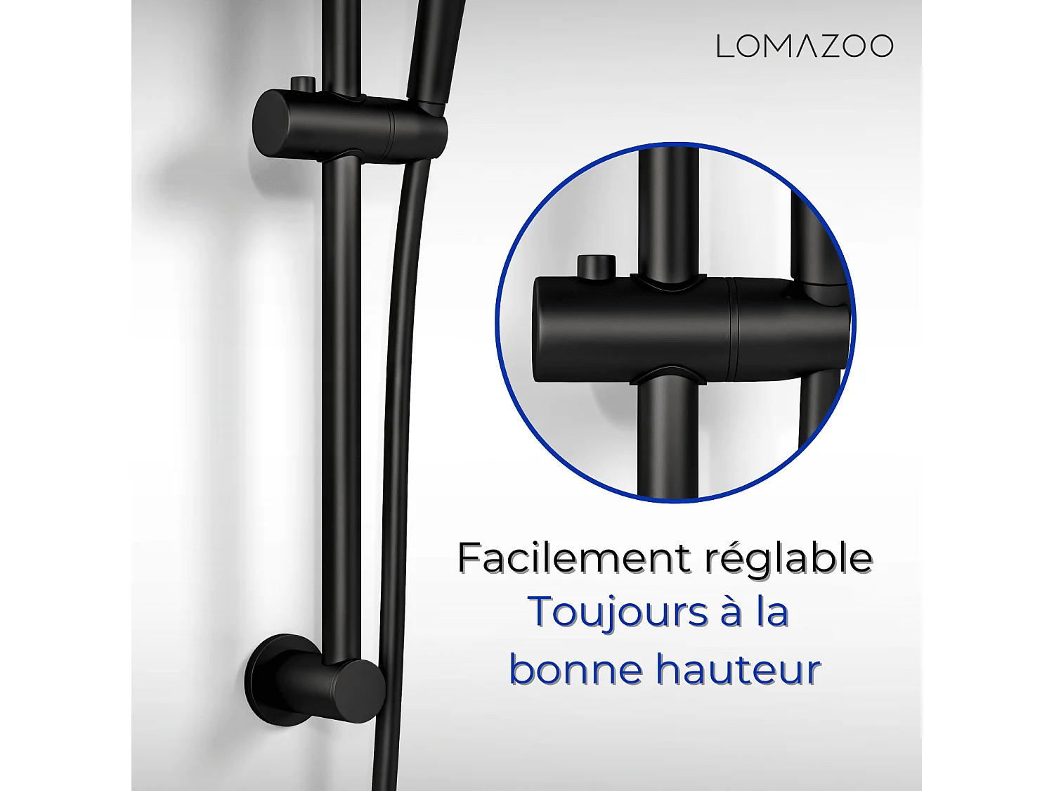 Colonne de douche avec mitigeur thermostatique LOMAZOO Lando noir