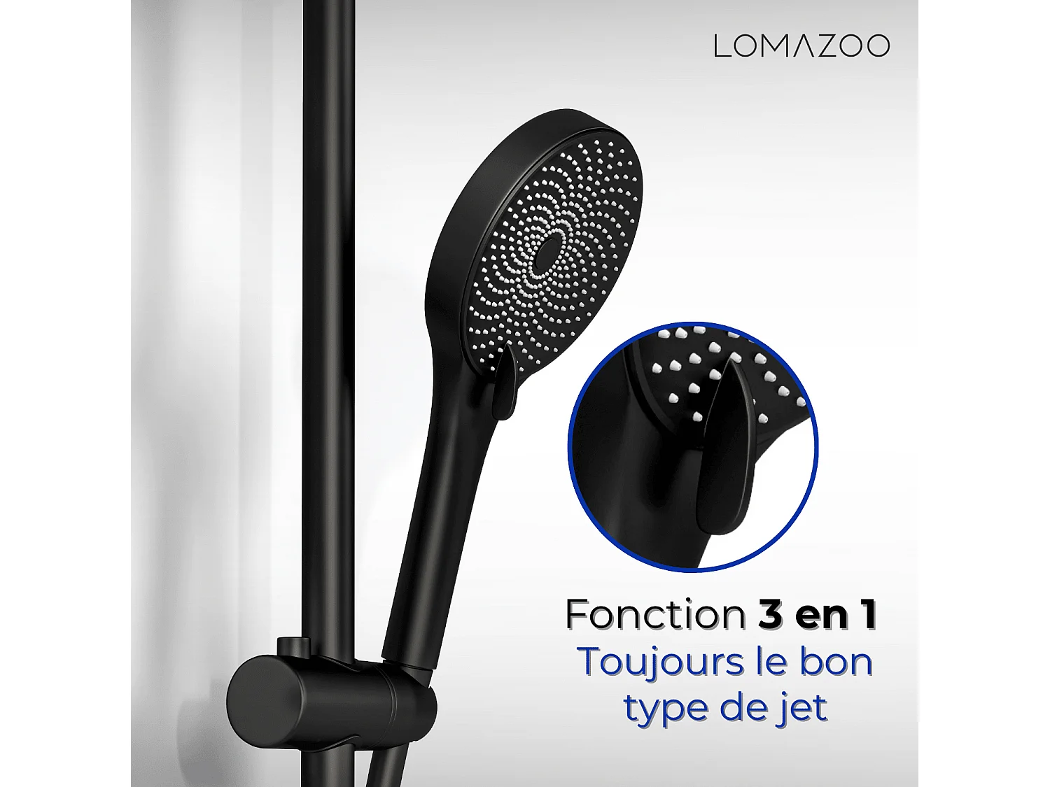 Colonne de douche avec mitigeur thermostatique LOMAZOO Lando noir