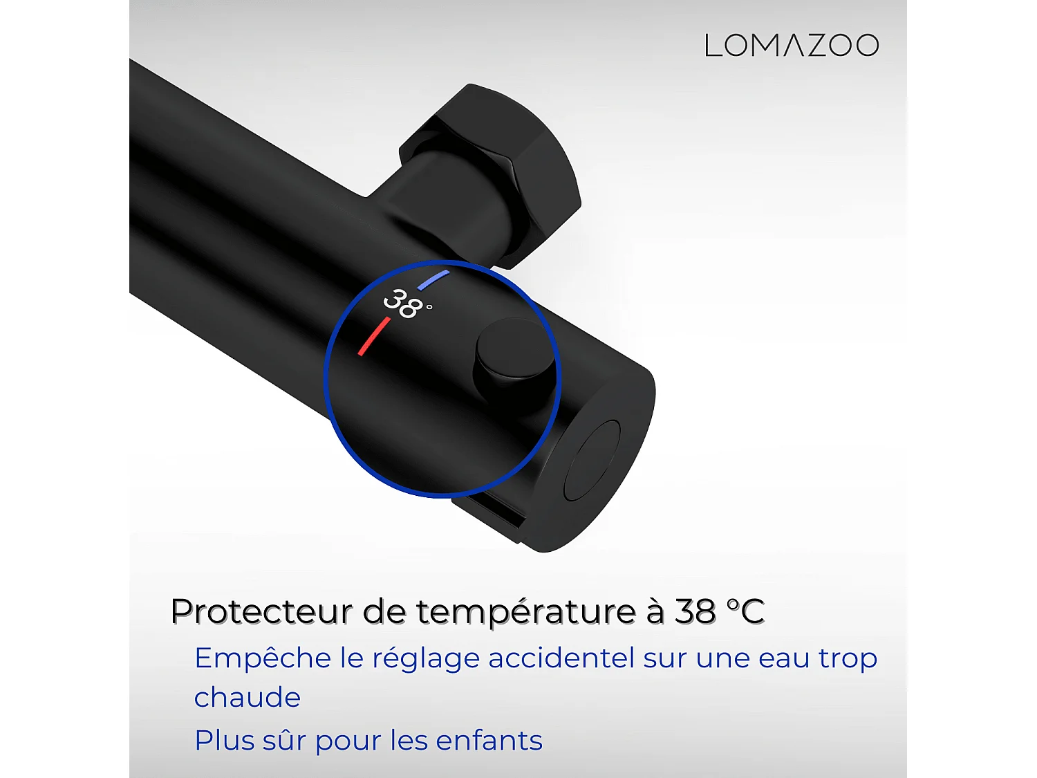 Colonne de douche avec mitigeur thermostatique LOMAZOO Lando noir