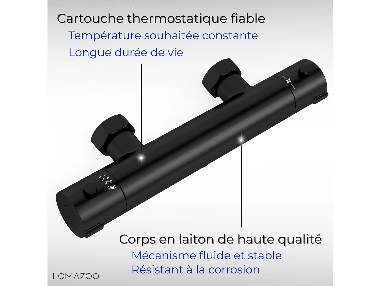 Colonne de douche avec mitigeur thermostatique LOMAZOO Lando noir