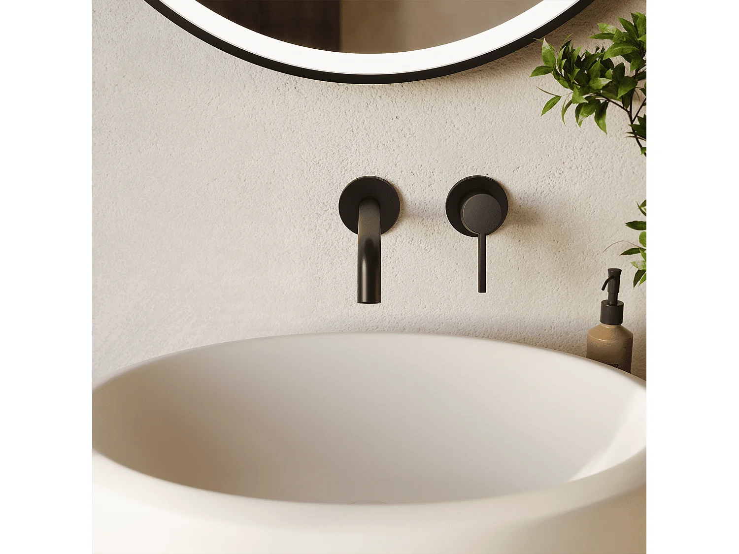 LOMAZOO Robinet Mitigeur De Lavabo Mural Encastré - Noir Mat - Centauri