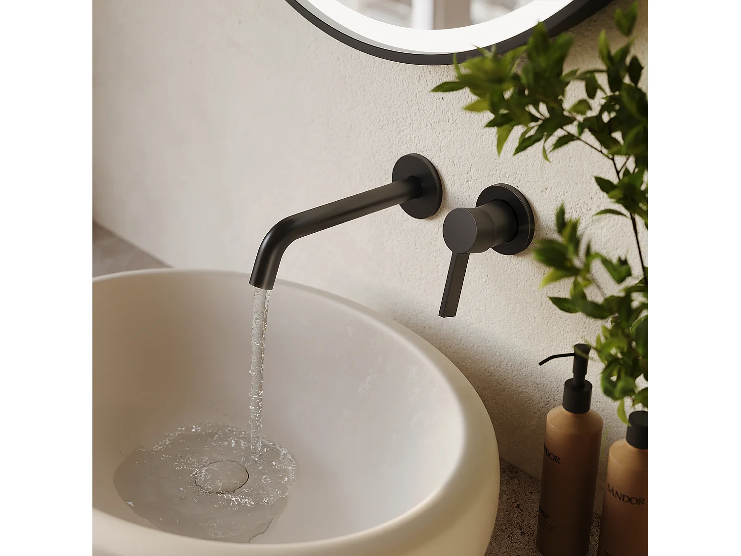 LOMAZOO Robinet Mitigeur De Lavabo Mural Encastré - Noir Mat - Centauri