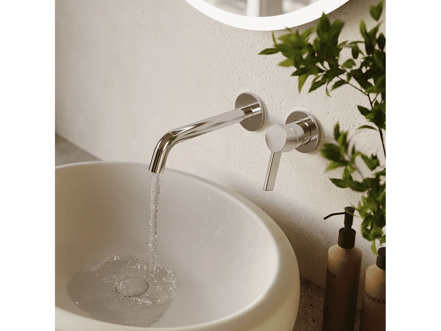 LOMAZOO Robinet Mitigeur De Lavabo Mural Encastré - Chrome - Kepler