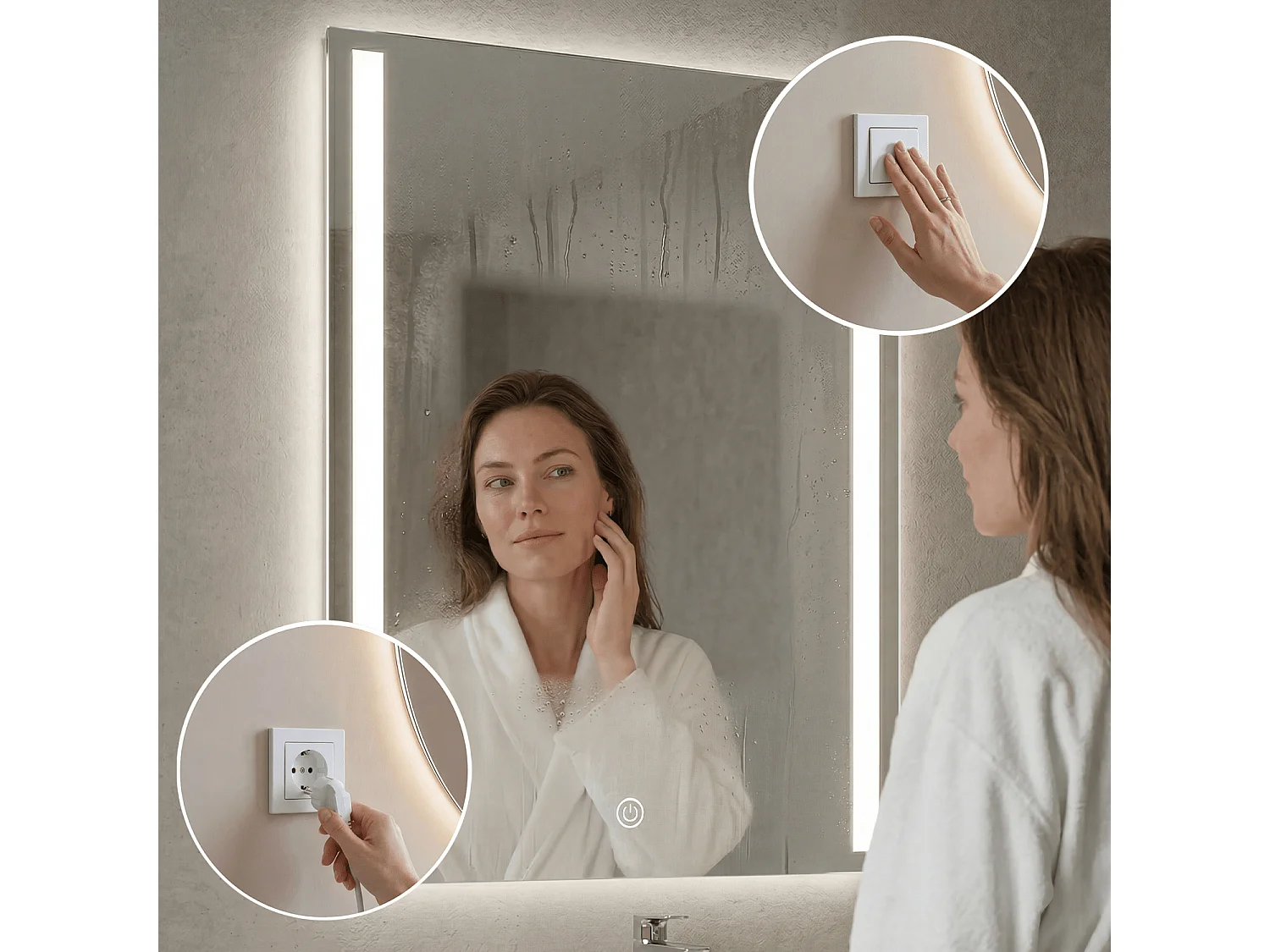 Miroir salle de bain LOMAZOO Phoenix avec LED 80 x 60 cm