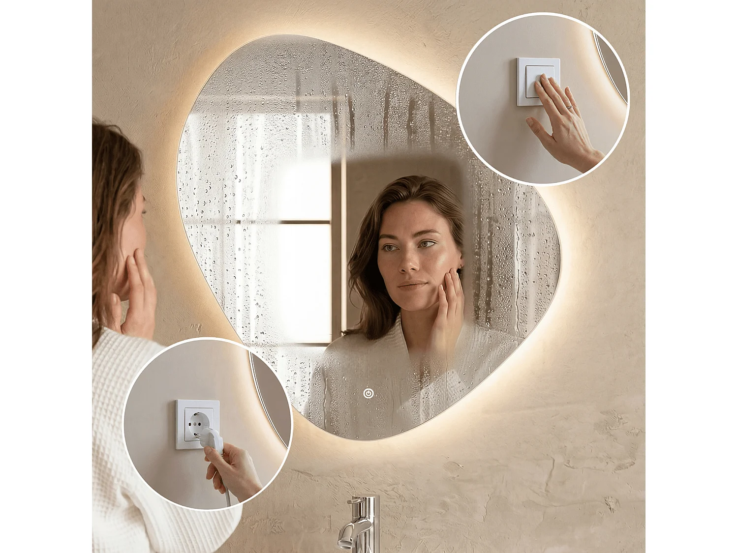 Miroir salle de bain LOMAZOO Geneva avec LED 60 cm ovale