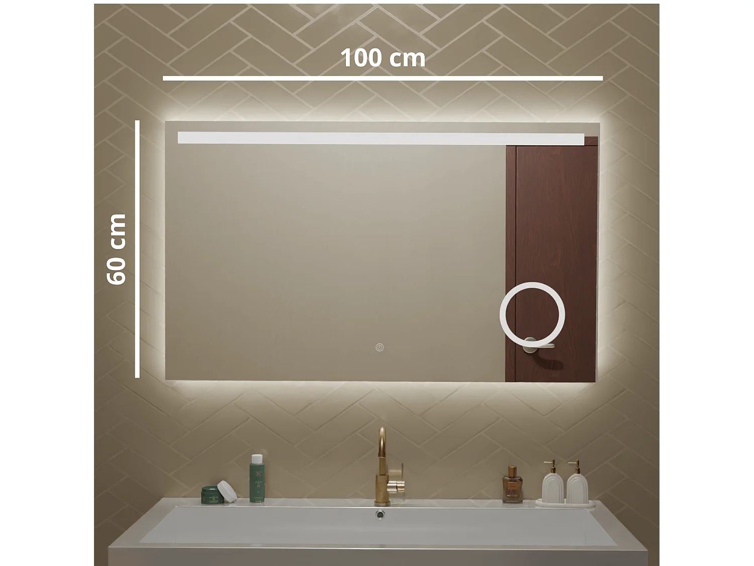 Miroir salle de bain LOMAZOO Riviera avec LED 100 x 60 cm