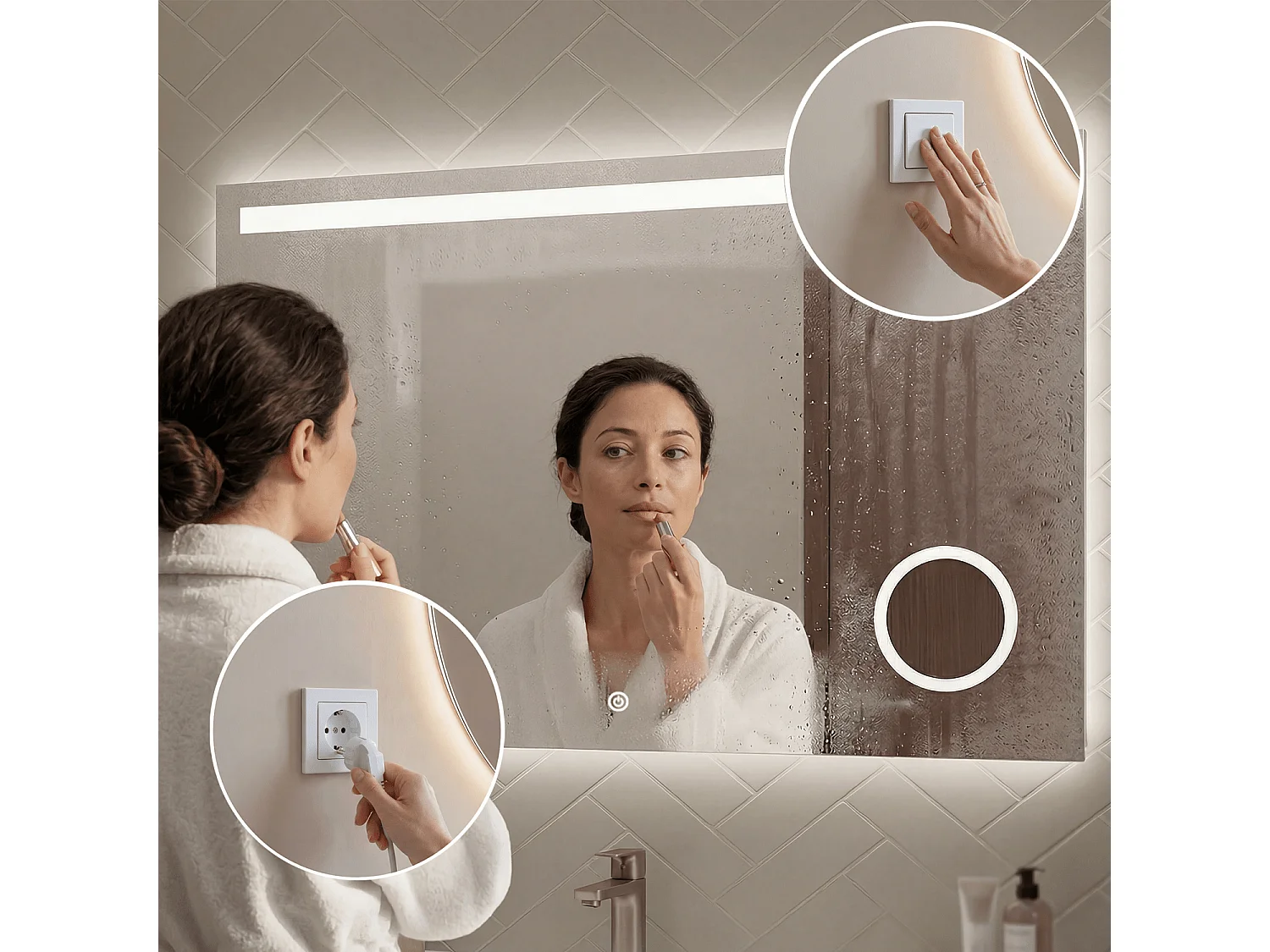 Miroir salle de bain LOMAZOO Riviera avec LED 100 x 60 cm