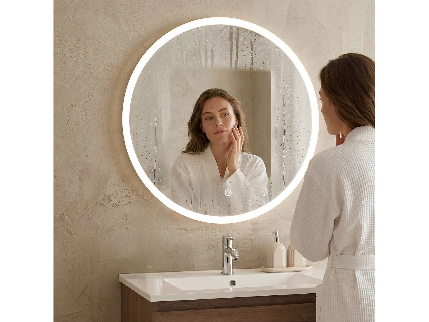 Miroir salle de bain LOMAZOO Vegas avec LED 70 cm rond