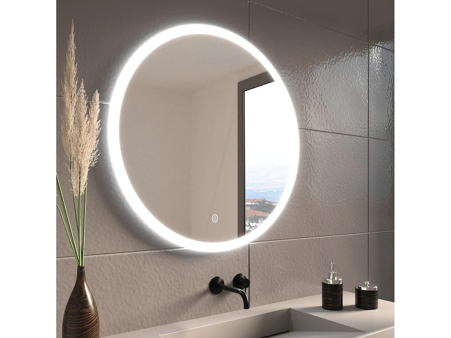 Miroir salle de bain LOMAZOO Vegas avec LED 70 cm rond