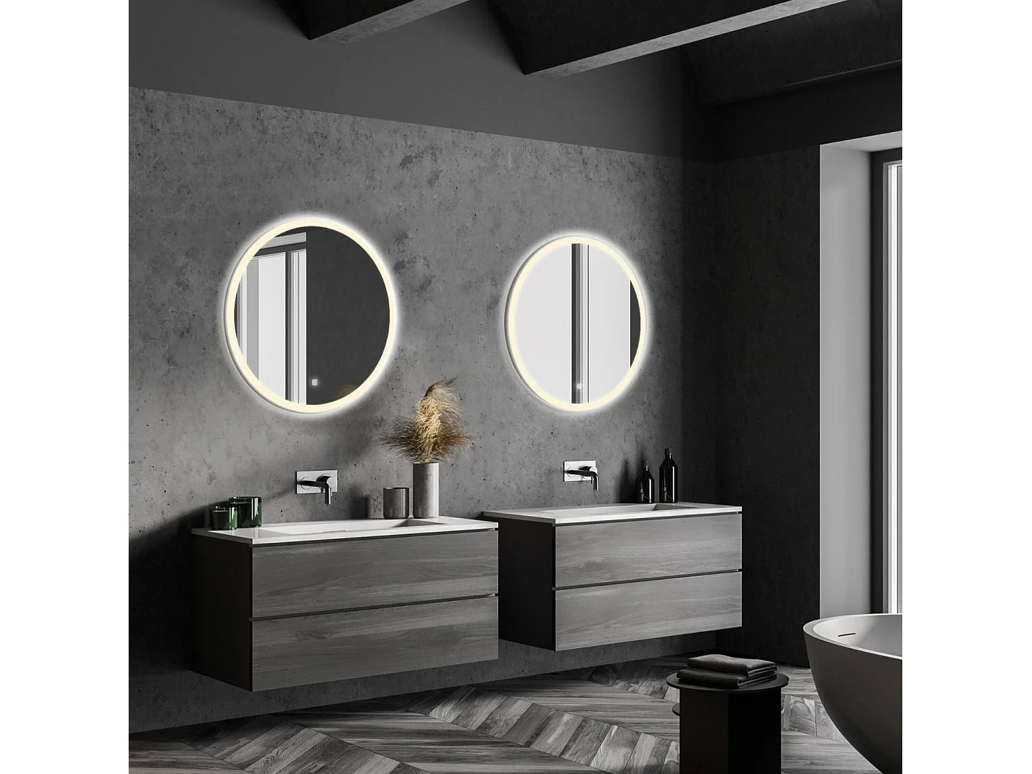 Miroir salle de bain LOMAZOO Vegas avec LED 70 cm rond