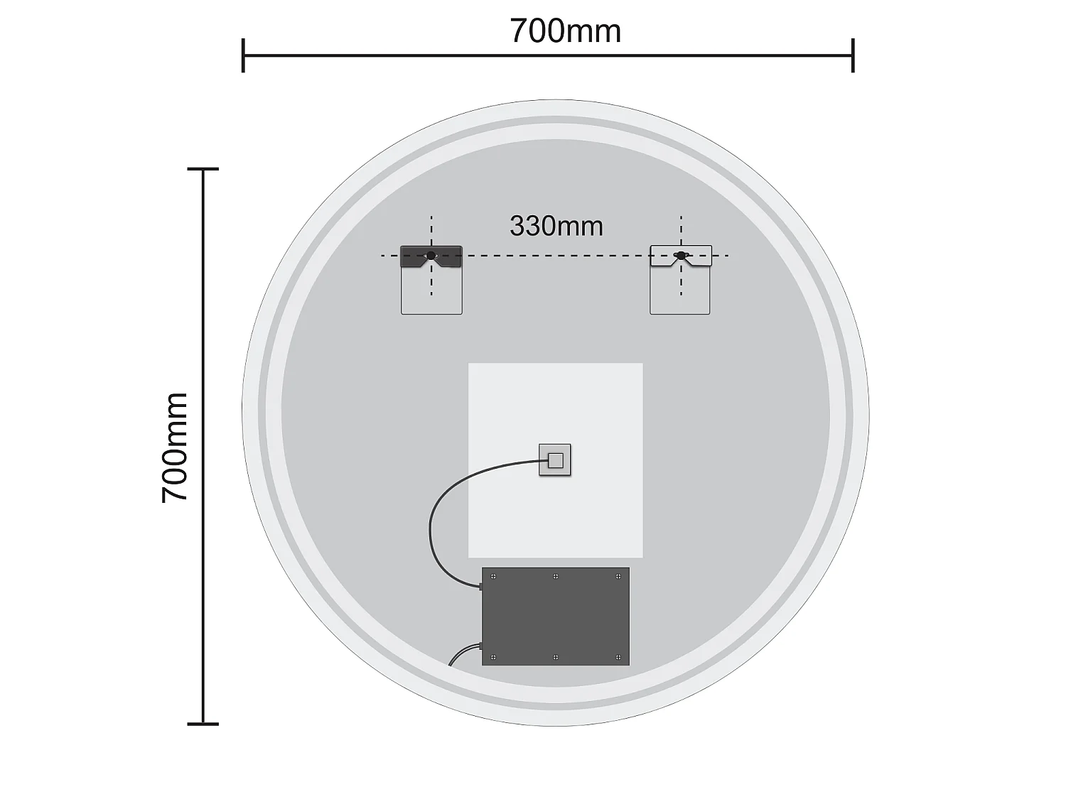 Miroir salle de bain LOMAZOO Vegas avec LED 70 cm rond