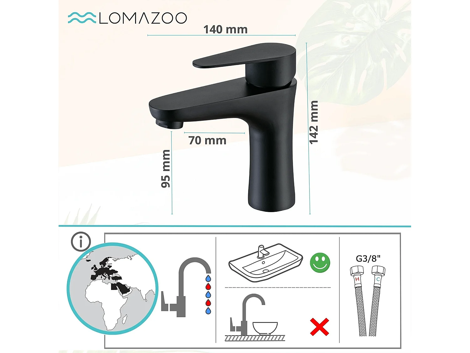 Mitigeur de lavabo LOMAZOO noir Mary