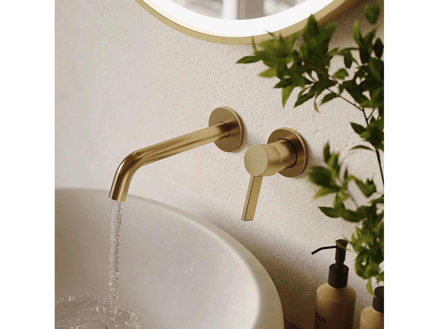 LOMAZOO Robinet Mitigeur De Lavabo Mural Encastré - Or Doré - Velar