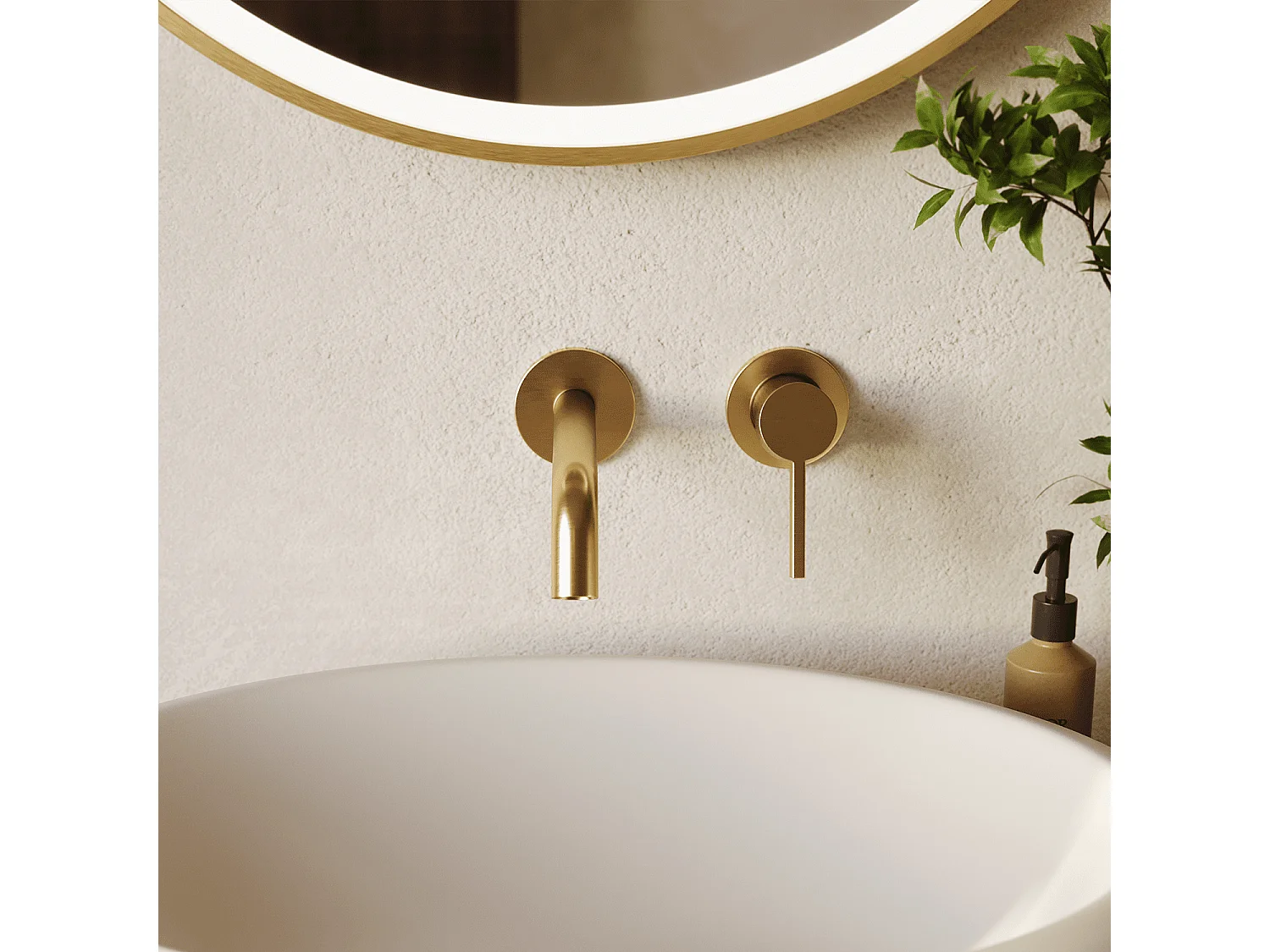 LOMAZOO Robinet Mitigeur De Lavabo Mural Encastré - Or Doré - Velar