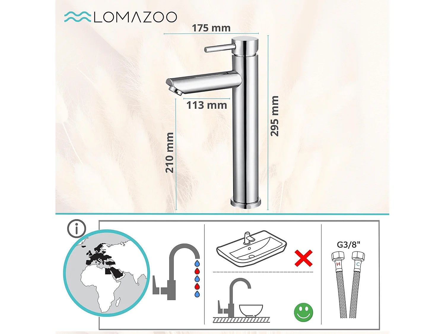Mitigeur de lavabo LOMAZOO chromé Pegasus