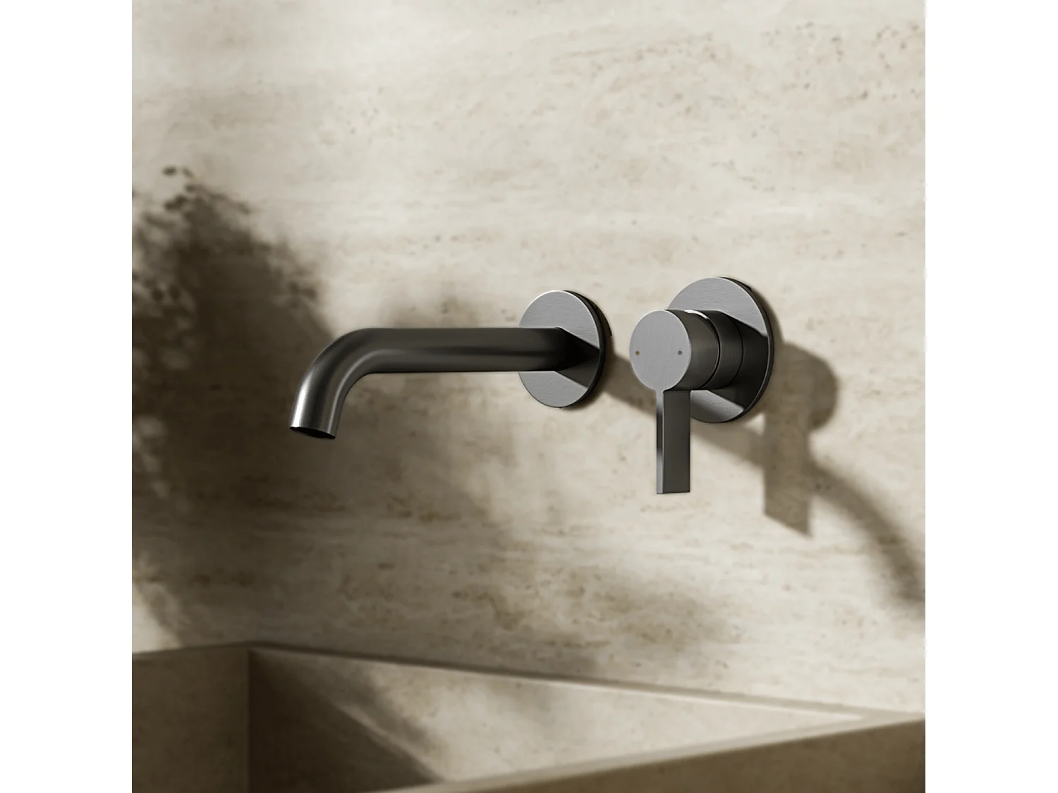 LOMAZOO Robinet Mitigeur De Lavabo Mural Encastré - Gris Gun Metal - Gaia