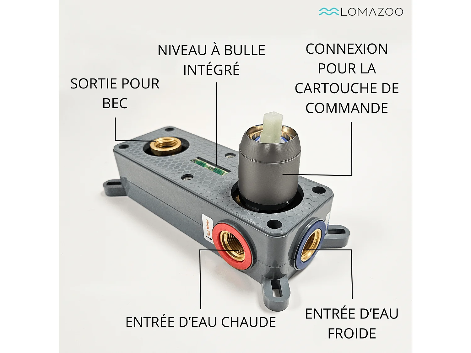 LOMAZOO Robinet Mitigeur De Lavabo Mural Encastré - Gris Gun Metal - Gaia