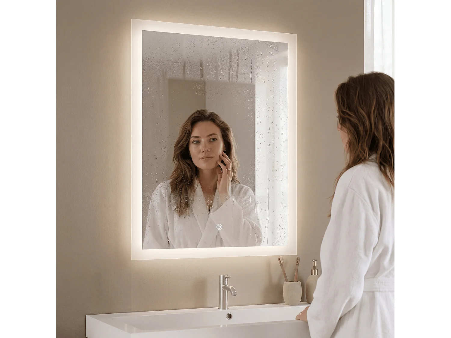 Miroir salle de bain LOMAZOO Orlando  avec LED 60 x 80 cm