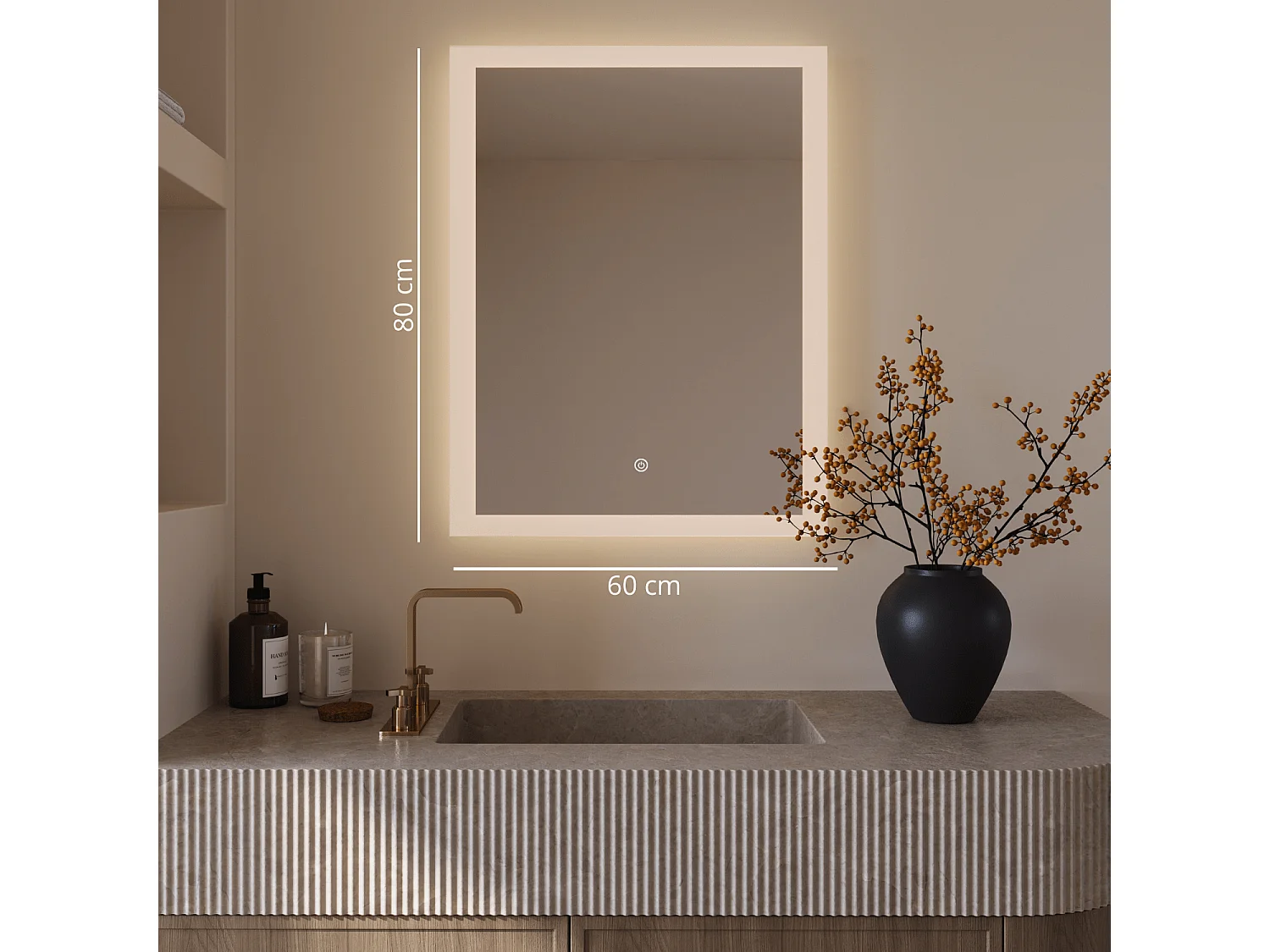 Miroir salle de bain LOMAZOO Orlando  avec LED 60 x 80 cm