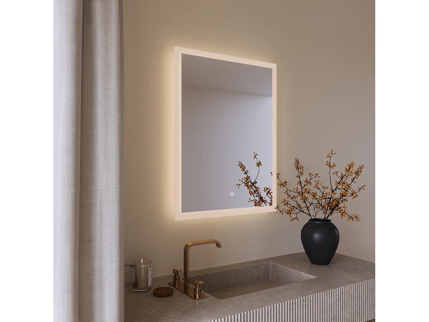 Miroir salle de bain LOMAZOO Orlando  avec LED 60 x 80 cm