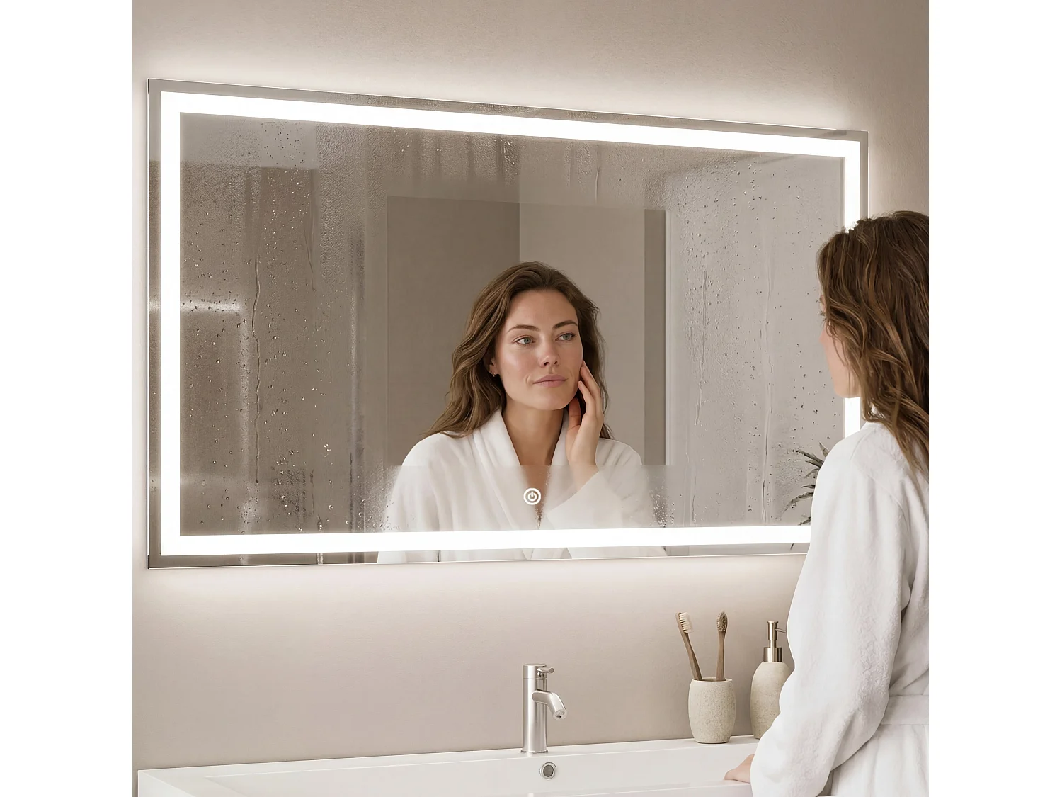 Miroir salle de bain LOMAZOO Memphis avec LED 120 x 60 cm