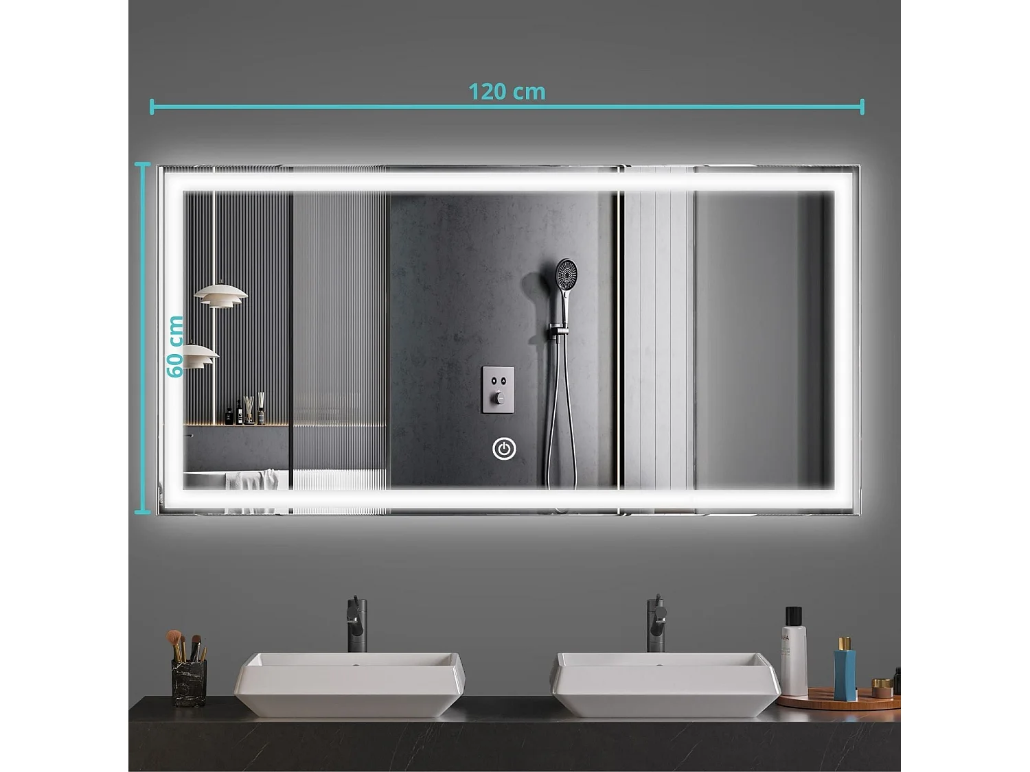 Miroir salle de bain LOMAZOO Memphis avec LED 120 x 60 cm