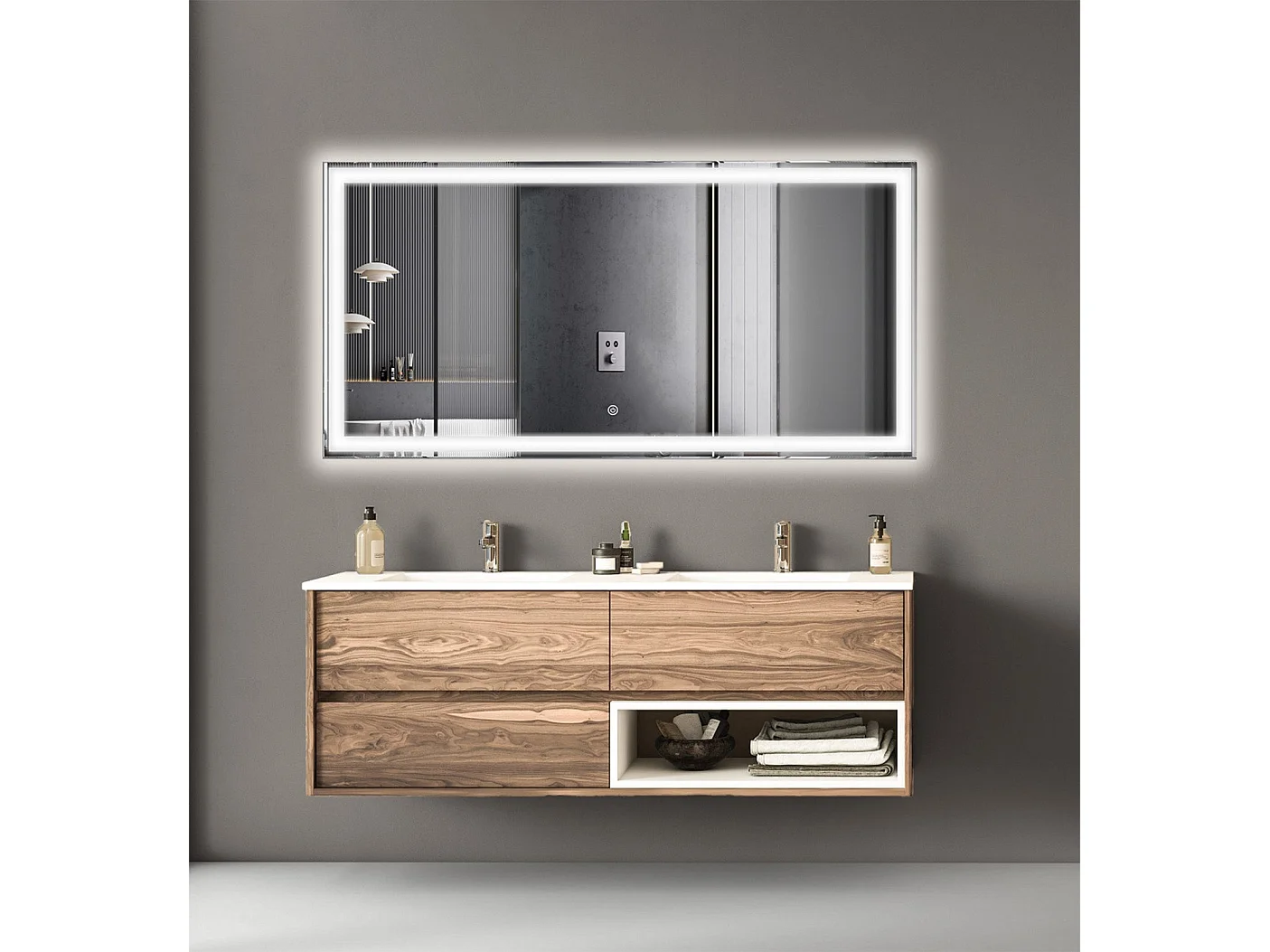 Miroir salle de bain LOMAZOO Memphis avec LED 120 x 60 cm