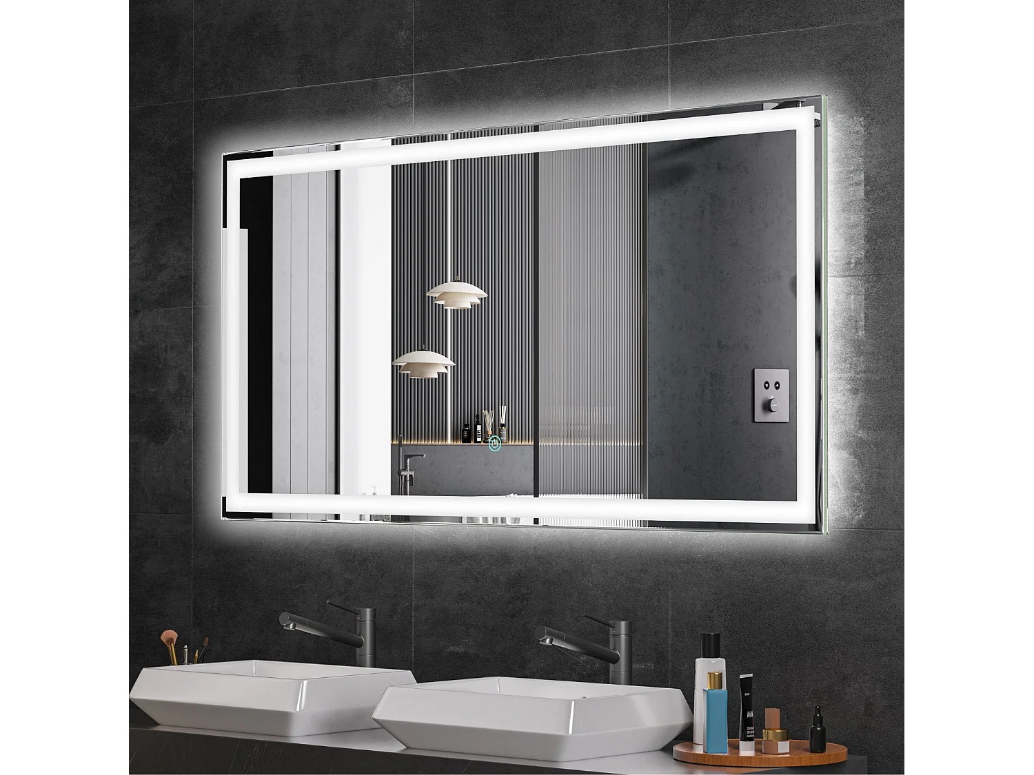 Miroir salle de bain LOMAZOO Memphis avec LED 120 x 60 cm