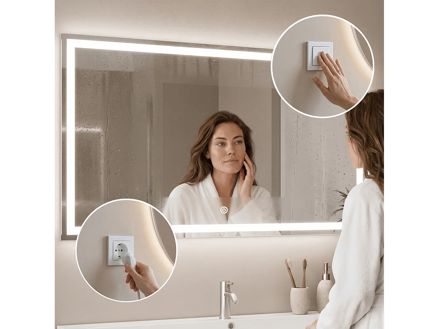 Miroir salle de bain LOMAZOO Memphis avec LED 120 x 60 cm