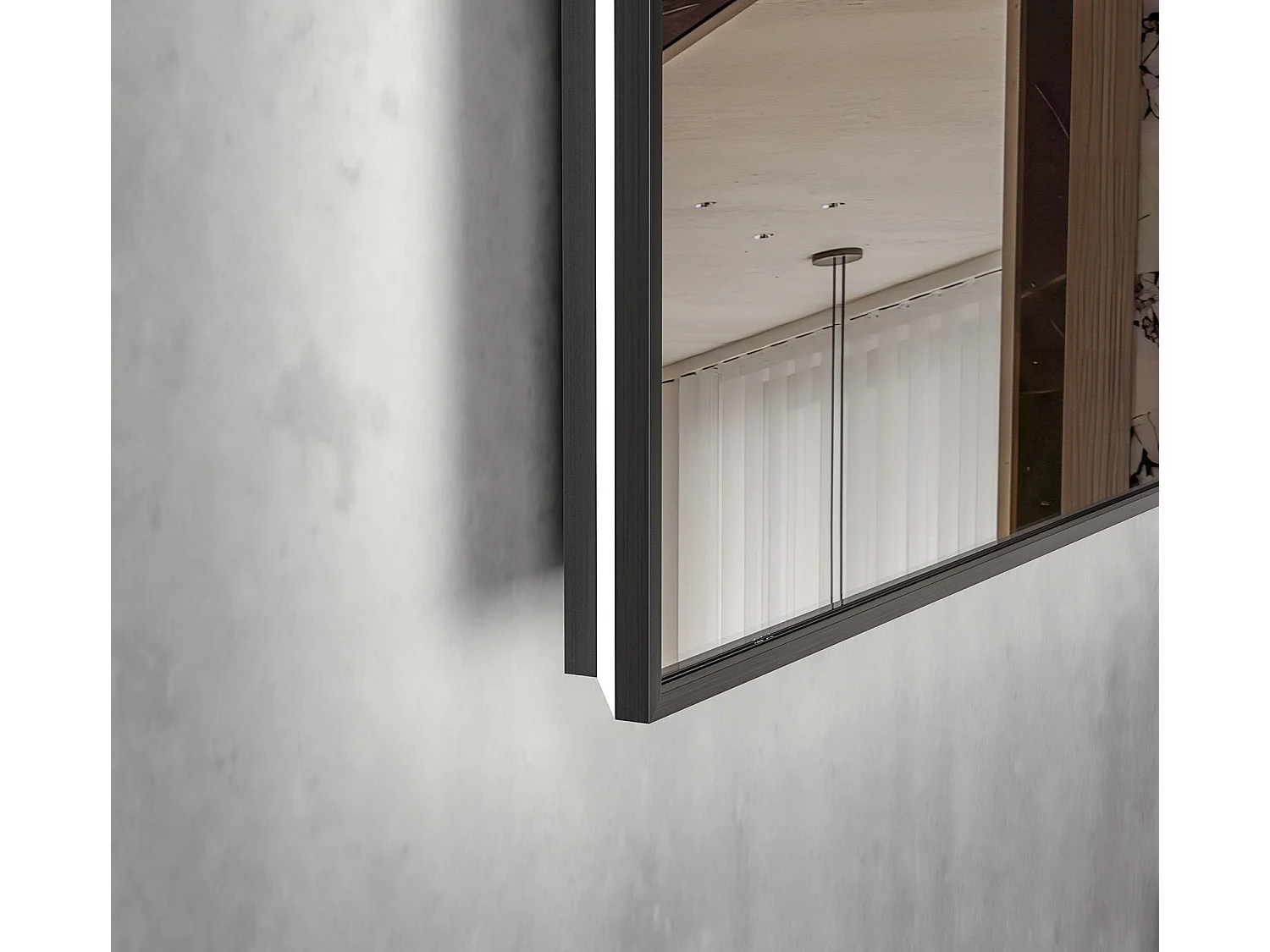 Miroir salle de bain LOMAZOO Lyon avec LED 80 x 60 cm rectangle Noir