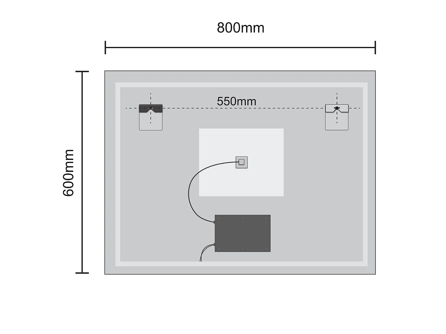 Miroir salle de bain LOMAZOO Lyon avec LED 80 x 60 cm rectangle Noir