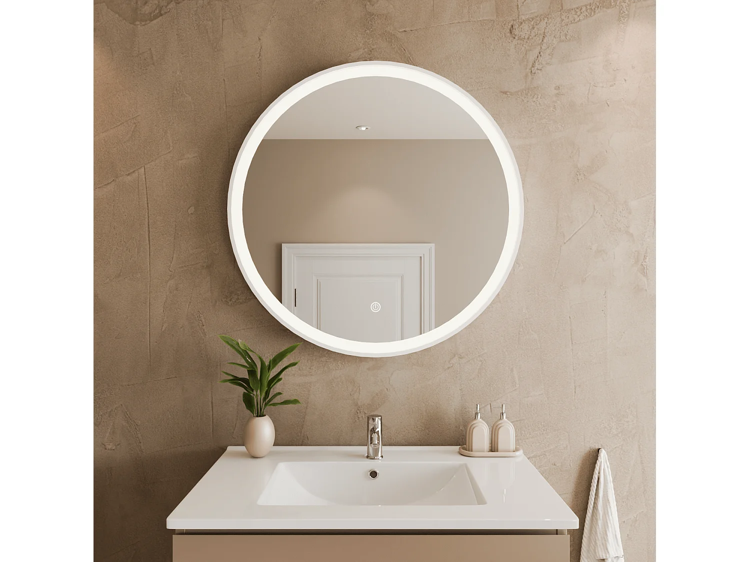 Miroir salle de bain LOMAZOO Oslo avec LED 80 cm rond Blanc