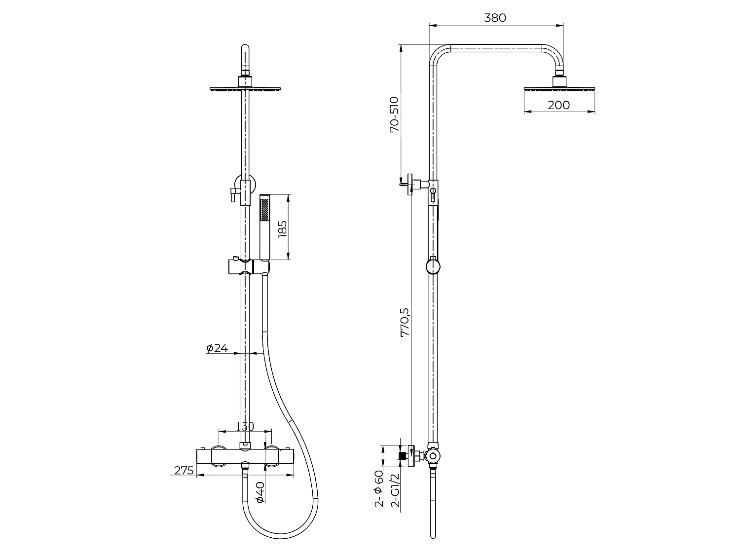 Colonne de douche avec mitigeur thermostatique LOMAZOO Lynn antracite
