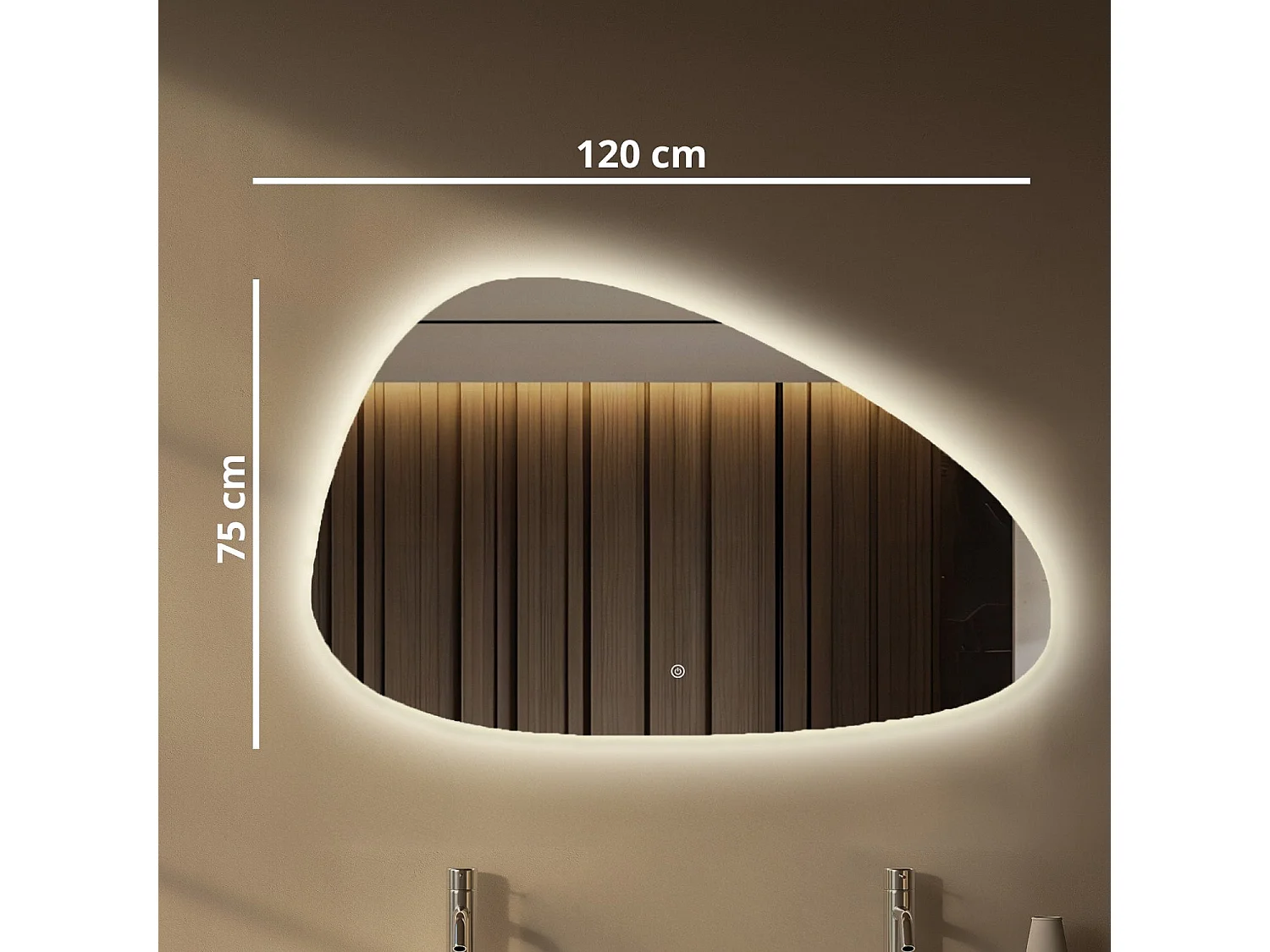 Miroir salle de bain LOMAZOO Sevilla avec LED 120 x 75 cm asymétrique