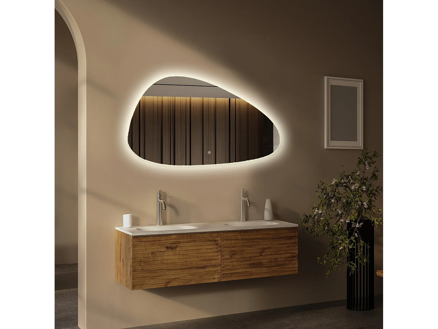 Miroir salle de bain LOMAZOO Sevilla avec LED 120 x 75 cm asymétrique
