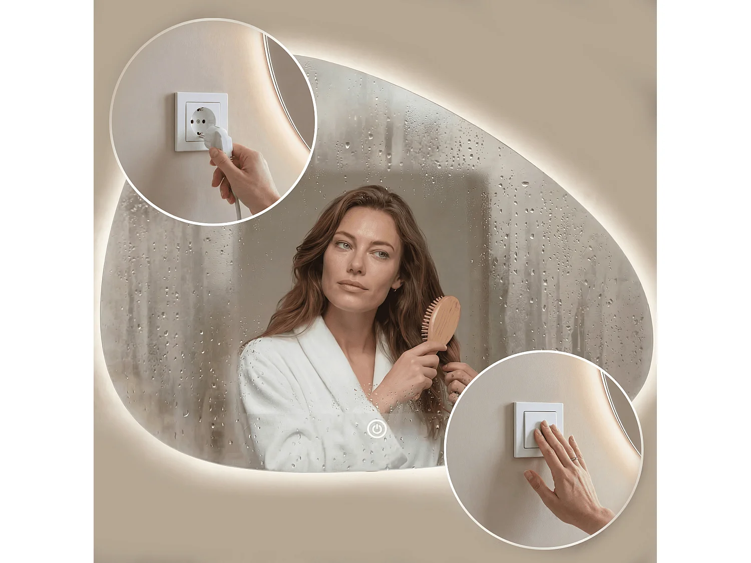 Miroir salle de bain LOMAZOO Sevilla avec LED 120 x 75 cm asymétrique