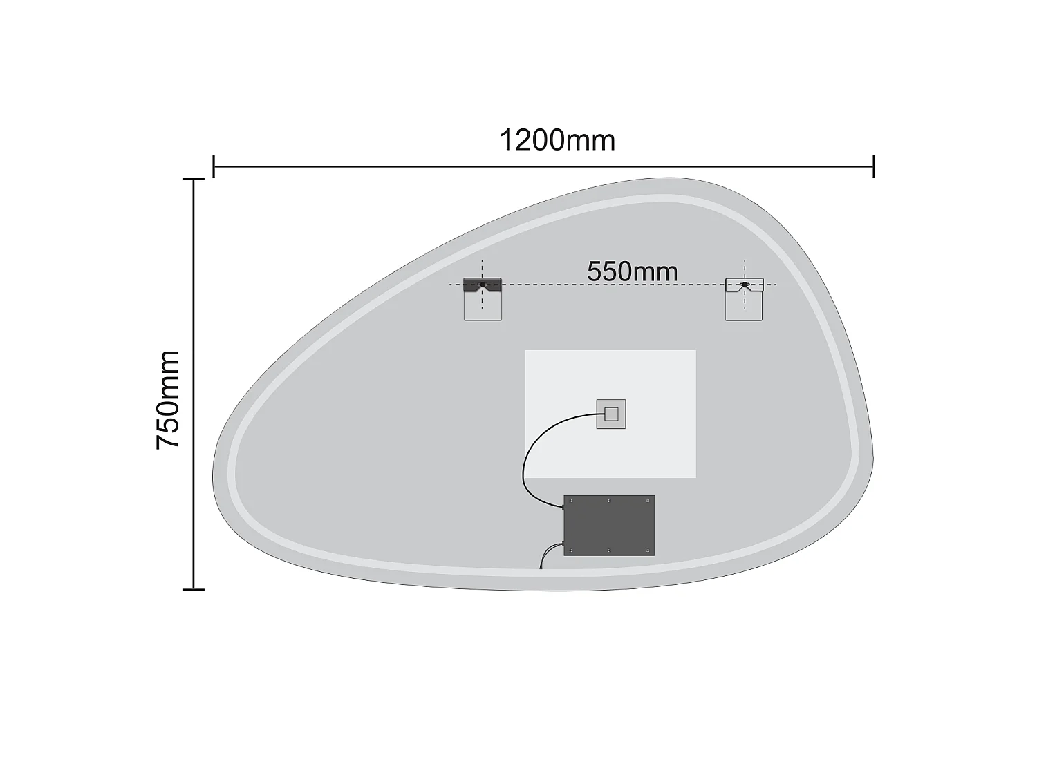 Miroir salle de bain LOMAZOO Sevilla avec LED 120 x 75 cm asymétrique