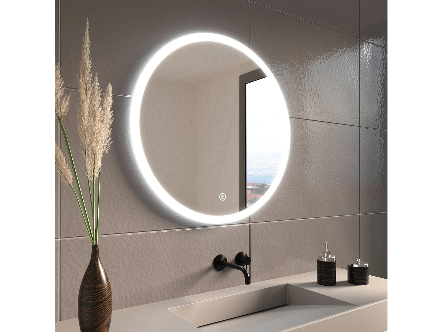 LOMAZOO Miroir de salle de bain rond 60 cm - SEATTLE