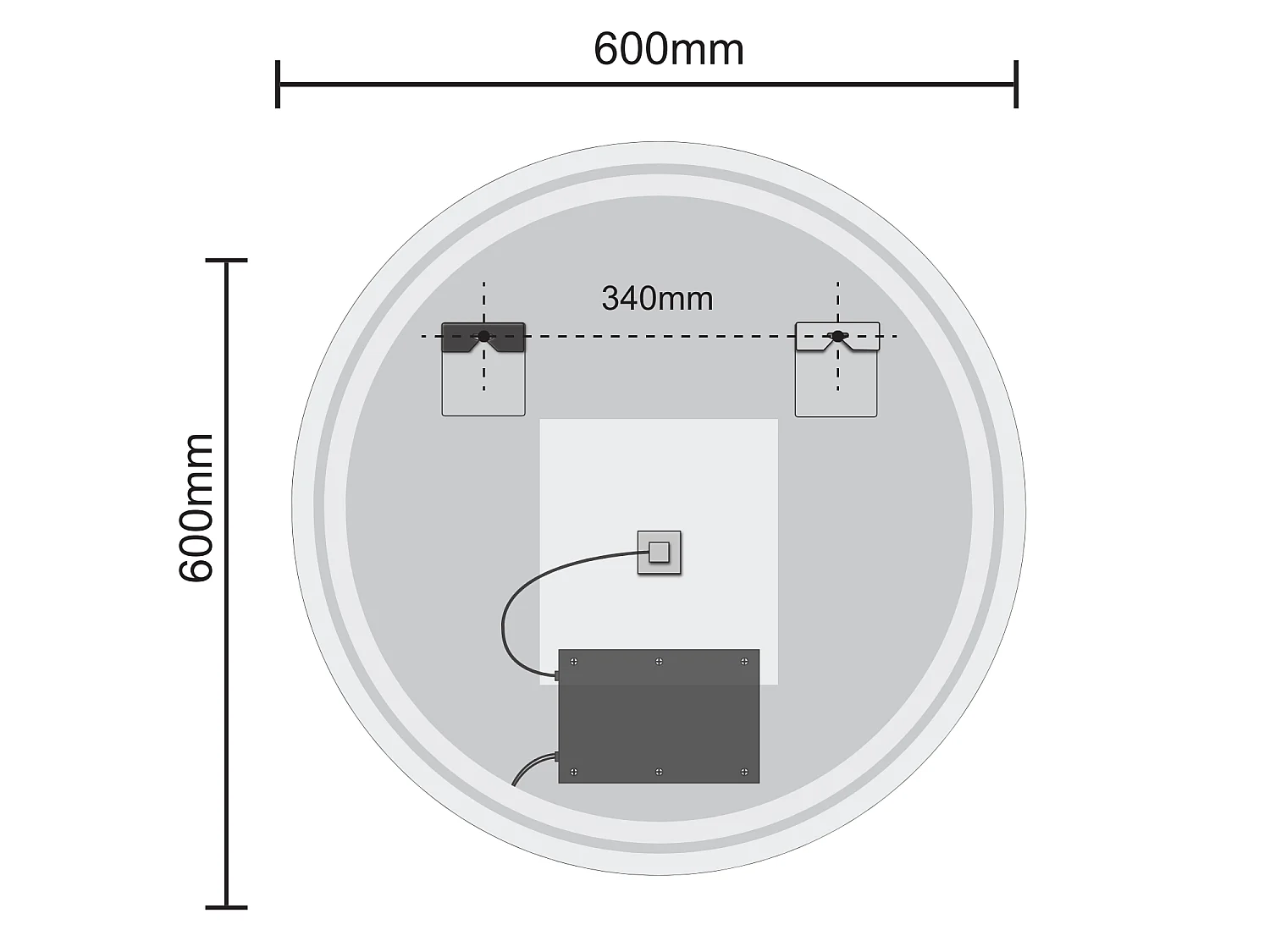 LOMAZOO Miroir de salle de bain rond 60 cm - SEATTLE