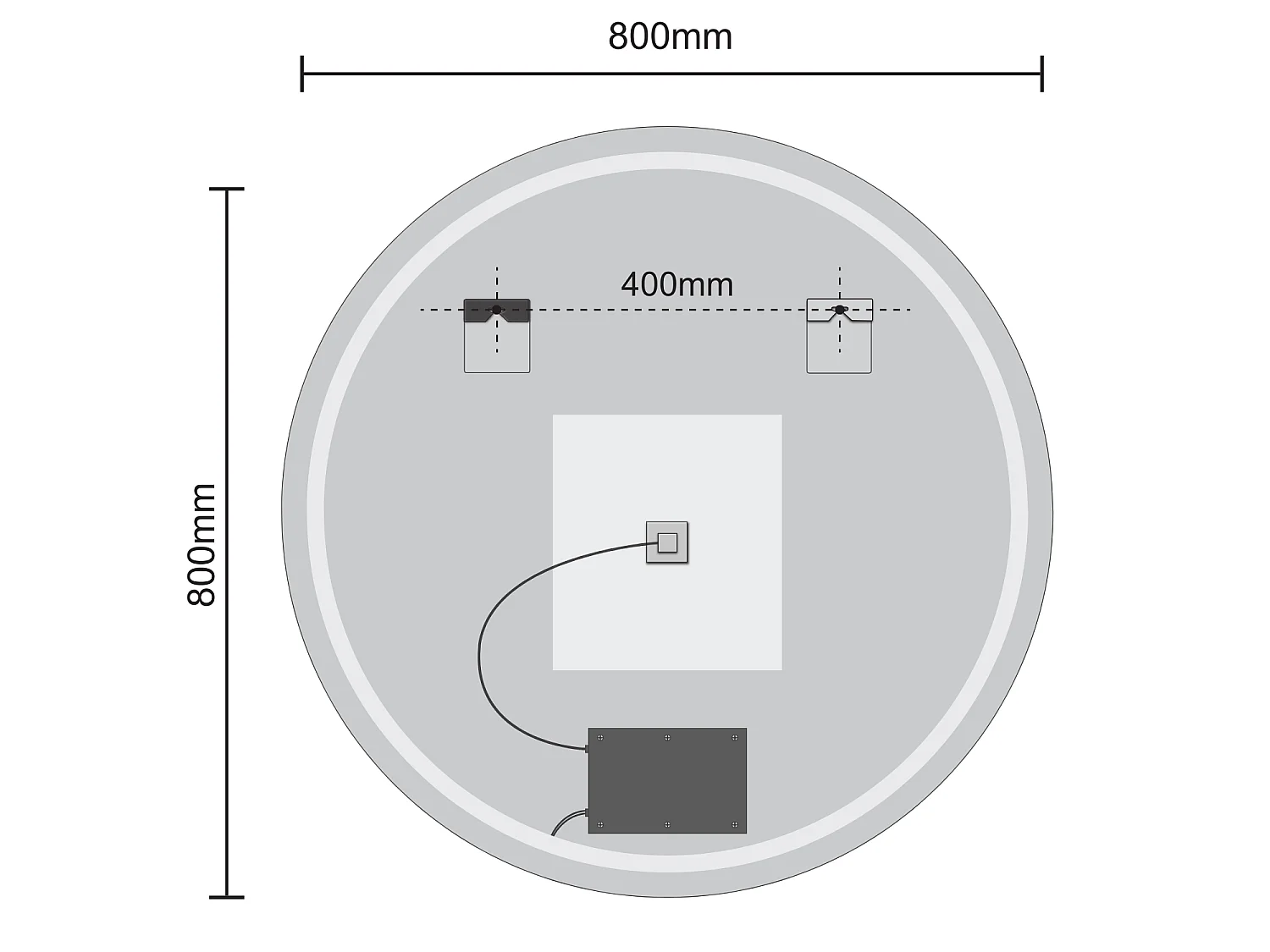 Miroir salle de bain LOMAZOO Essentials avec LED 80 cm rond