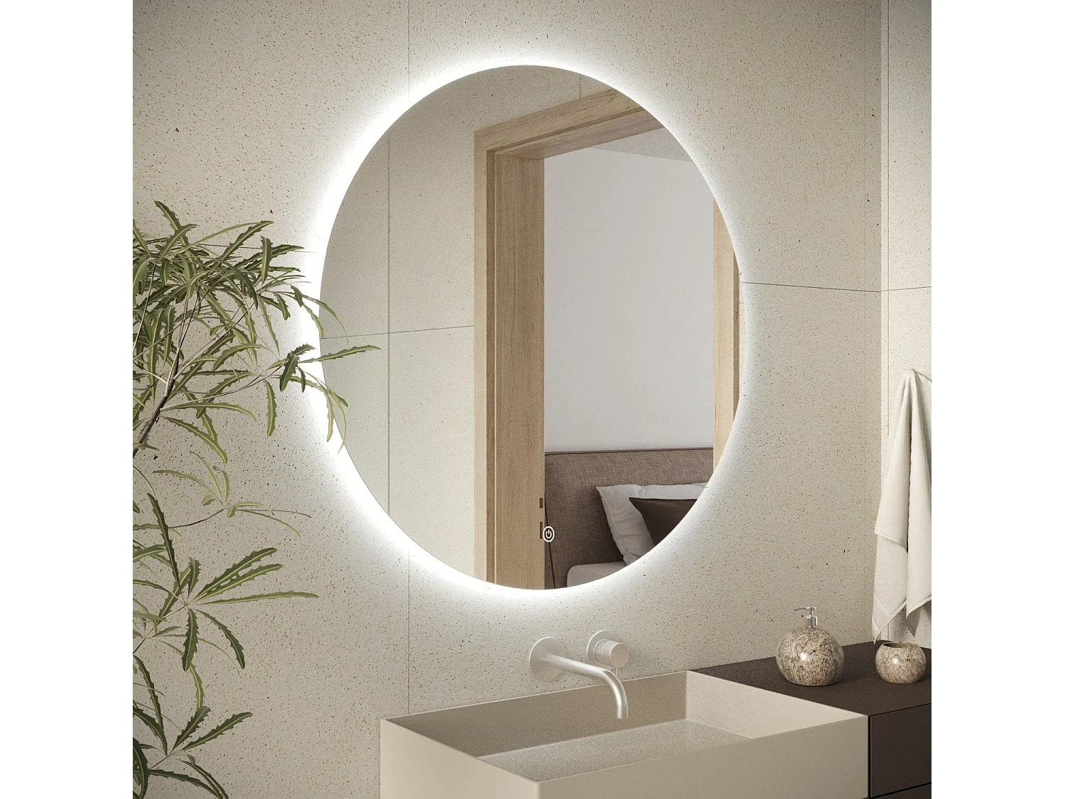 Miroir salle de bain LOMAZOO Atlanta avec LED 70 cm rond