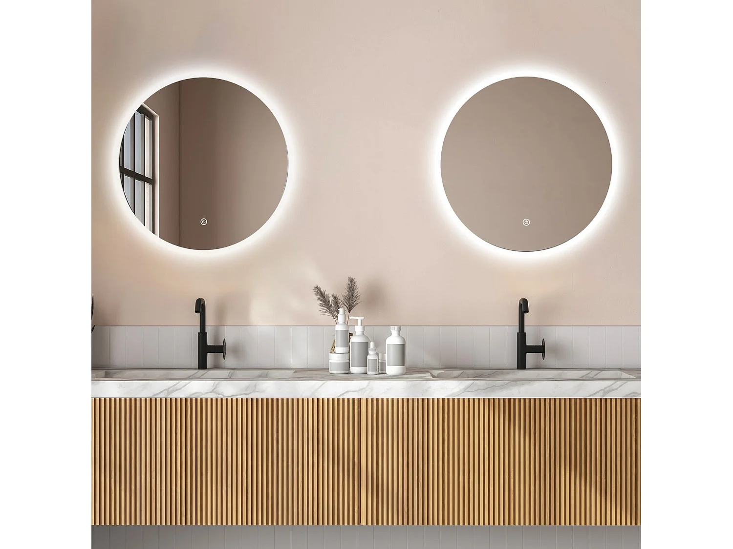 Miroir salle de bain LOMAZOO Atlanta avec LED 70 cm rond