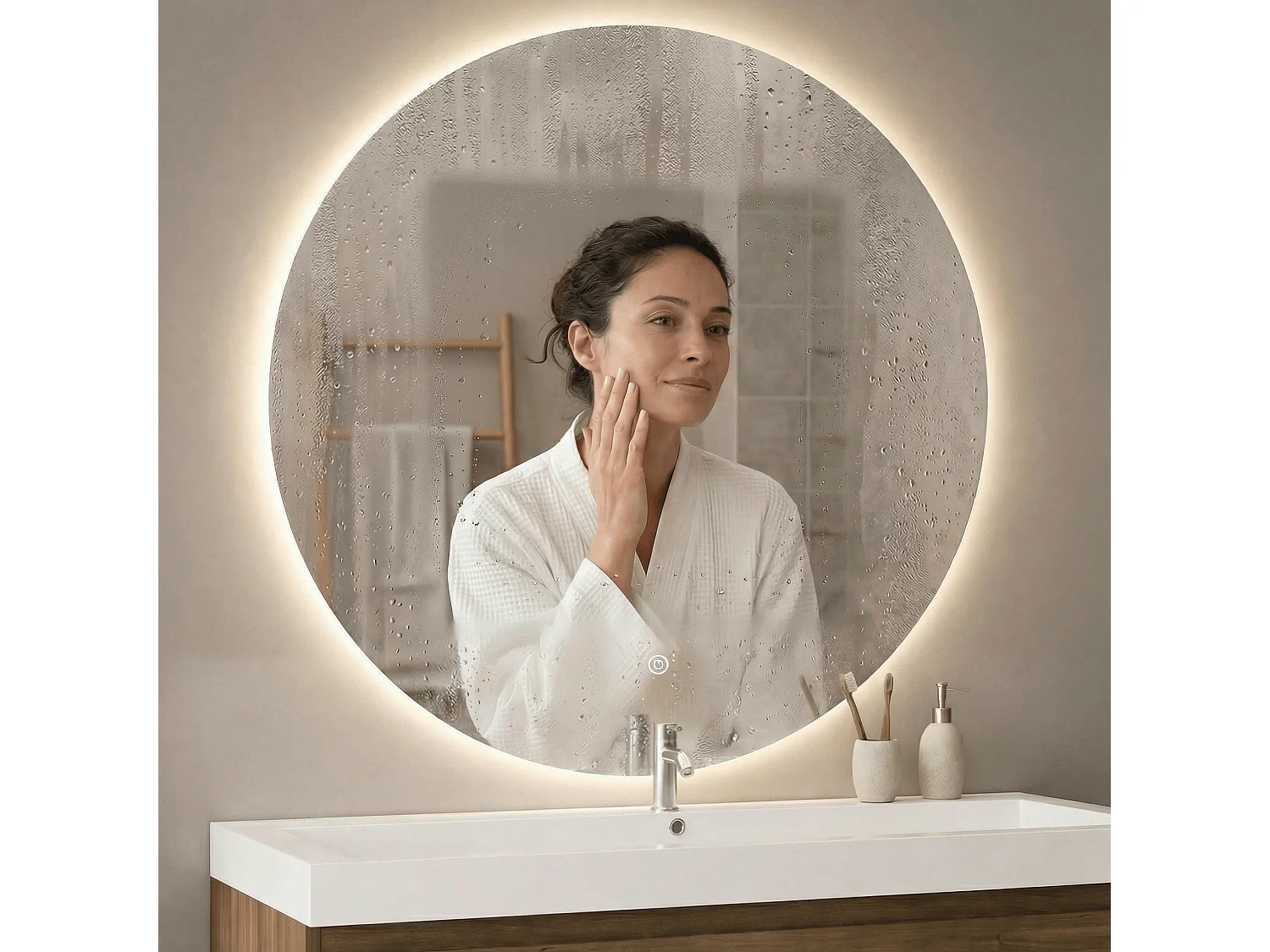 Miroir salle de bain LOMAZOO Atlanta avec LED 70 cm rond